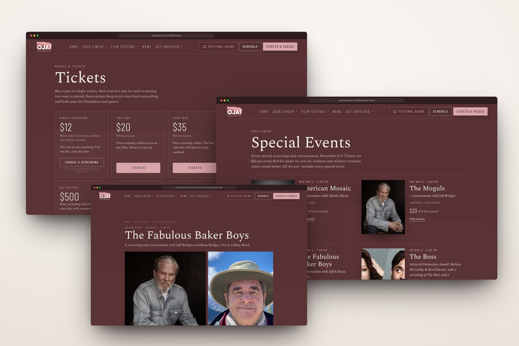 Tickets, special events and an event page