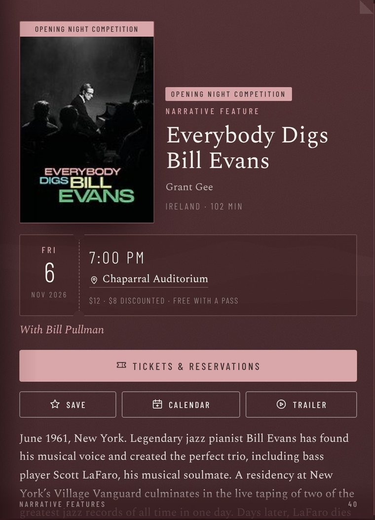 Guide page 40: Everybody Digs Bill Evans film page
